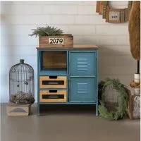 G-LEAF Kommode Sideboard in Industriestil, Retro Kommode Metallschrank mit Holzplatte (1 St), mit 2 Schubladen und 1 Tür, für Wohnzimmer, Küche, Flur