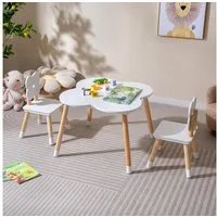 COSTWAY Kindersitzgruppe, (3-tlg), Kindertisch-Set in Blumenform, 2 Stühlen