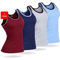 Fashionschmiede Unterhemd Herren Unterhemd 4er Pack Baumwolle Tank Top melange Achselshirts (Set, 4-St., 4er-Pack) Ohne störende Seitennähte, Formstabil