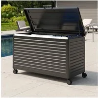 Mirador Auflagenbox Gartenbox Aluminium Anthrazit Kissenbox fur Garten Balkon (Komplett-Set, 1-tlg), Rollbar, Haltegriffe, Gasdruckfedern