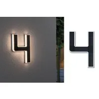 Paulmann LED Außen-Wandleuchte Solar Hausnummer, LED fest integriert, Warmweiß, LED-Modul, Hausnummern, Buchstaben wählbar, Akku wechselbar