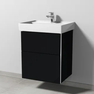 Sanipa 3way Waschtischunterbau zu Villeroy & Boch Collaro Waschtisch mit 2 Auszügen, Schwarz-Matt BS83308