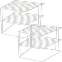Wellgro Geschirrständer 2x Schrankeinsatz mit 2 Etagen - weiß, 25 x 25 x 20 cm