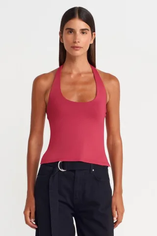 Slim Fit Halterneck Cut-Out Top