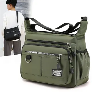 Men's Large Capacity Business Casual Crossbody Bag Multiple Pockets Soft Lightweight Nylon Fabric Adjustable Strap Messe