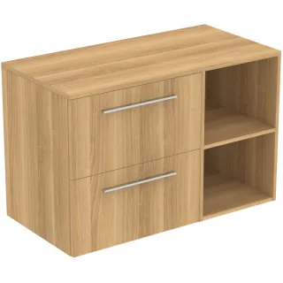 Ideal Standard Möbel-Set 100cm i.life B 2 Auszüge 2 off.Fächer Gr.Chrom Eiche Natur, T5753NX T5753NX