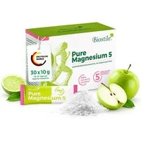 Biostile Magnesium Pulver mit 5 Magnesiumformen für Energie, Muskeln, Knochen - Beutel, 126 g, Mit Citrat, Bisglycinat, Malat, Gluconat und Succinat, 30 Beutel