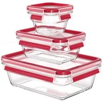 Emsa Frischhaltedose Clip & Close Glas, Glas, Kunststoff, (Set, 3-tlg), 0,18/0,45/1,3L, gefrier-,backofen-,mikrowellen- und spülmaschinenfest
