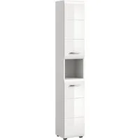 welltime Stauraumschrank FLORENZ, Höhe 185cm, 2 Türen, 7 Fächer, 4 Einlegeböden (1-St., TOPSELLER) Florenz, Hochschrank, Weiß Hochglanz Tiefzieh, 185 cm hoch, Bad