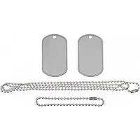 MFH Dog Tag Anhänger US Erkennungsmarke mit Kette Edelstahl Set