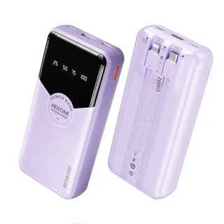 WEKOME WP-59 22.5W 10000/20000mAh LED Display Power Bank with Integrated iP/Type-C Cable External Battery Power Supply w