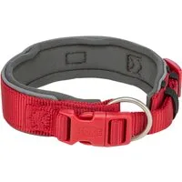 TRIXIE Hunde-Halsband Premium Halsband, extra breit - rot/grafit - 27–35 cm/25 mm, Gurtband