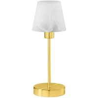 TRIO Leuchten LED Nachttischlampe, Dimmfunktion, LED wechselbar, Warmweiß, Klassiker Retro Lampen-schirm Glas mit Touch-dimmer gold-en, Höhe 32cm