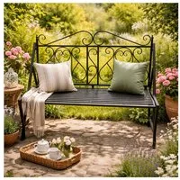 HTI-Living Gartenbank Gartenbank Solea Eisen Schwarz (1 Stück, 1-St., 1 Gartenbank)