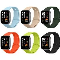 kwmobile Smartwatch-Armband 6x Sportarmband für Xiaomi Redmi Watch 3 Active Armband, Armband TPU Silikon Großes Set Fitnesstracker - verschiedene Farben