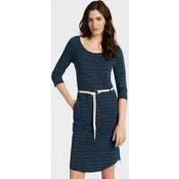 Ragwear Jerseykleid LILITHA ZIG ZAG O mit Taillen-Bindegürtel