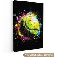 OneMillionCanvasses® Leinwandbild Graffiti - Sport - Tennis - Padel - Ball, Fotodruck (1 St), Leinwand Canvas Wandbild, Wanddekoration 20x30 cm