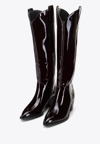 Wittchen Damen-Cowboystiefel aus Lackleder, hoch, dunkelburgunderrot