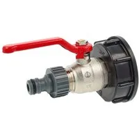 tecuro Regenwassertank Kugelauslaufventil mit Steckkupplung/Schnellkupplung und IBC Adapter