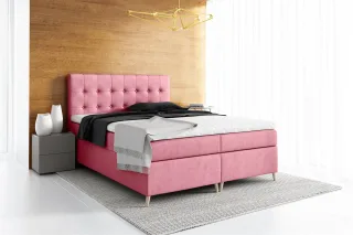 Boxspringbett Schlafzimmerbett GABIN 120x200cm Stoff Jasmine Altrosa