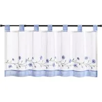 Joyswahl Scheibengardine (1 St), Schlaufen, transparent, Bestickte Voile Kurzstores, Pastorale Landhausstil Bistrogardine