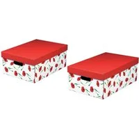 NIPS Aufbewahrungsbox AMAPOLA (2 St), B/H/T: 32 x 19 x 45,5 cm, Mohnblumen-Motiv, Wellkarton, Karton, Pappe