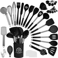 ElitVita Kochbesteck-Set 45er Küchenhelfer Set,Spülmaschinengeeignet küchenutensilien set (45-tlg., Lebensmittelklammer, Suppenlöffel, Bratspatel, Puderkralle, Spatel), Kochbesteck set für Kochen Braten Schöpfen Mischen und Backen