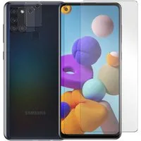 CoolGadget Schutzfolie Panzerfolie für Samsung A21s, (Spar-Set 4in1, 2x Displayschutz, 2x Kameraschutz), Panzerglas Schutzfolie für Samsung Galaxy A21s Folie