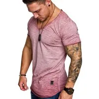 Amaci&Sons T-Shirt NYC Basic Oversize T-Shirt mit V-Ausschnitt Herren Oversize Vintage Verwaschen V-Ausschnitt Shirt