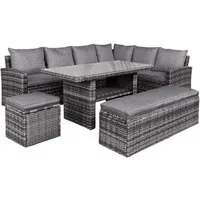 BRAST Garten-Essgruppe ECO bis zu 9 Personen viele Farben inkl. extra Dicke Kissen, TÜV geprüft Outdoor Loungemöbel Sitzgruppe Essgruppe Garnitur