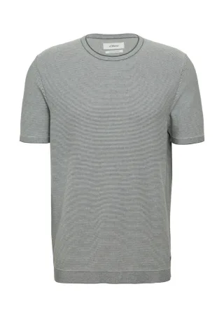 s.Oliver Red Label - Gestreiftes Strick-T-Shirt aus Leinenmix grau - Gr. - XL
