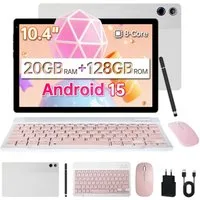 Happybe 10,4’’ Android, 128GB, HD 1280x800, Widevine L1, 5G/2,4G WiFi, 5000mAh Tablet (10,4", 128 GB, Android, WiFi 6, Android 15, Octa-Core-Prozessor, mit Tastatur/Maus/Stift)