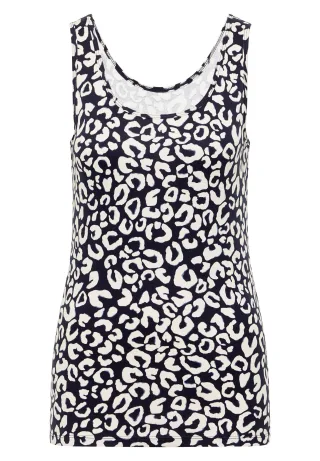 CECIL - Top mit Rundhals und Leo-Muster urban dark blue - Gr. - S