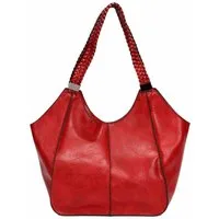 ITALYSHOP24 Schultertasche Damen XXL FLECHTOPTIK Hand-Tasche Shopper Businesstasche Workbag, Tote Bag Reisetasche Henkeltasche Beuteltasche Hobo Bag Weekender