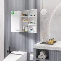 Kleankin Medizinschrank 2-türiger Medikamentenschrank mit 6 Einlegeböden (Arzneischrank, 1-St., Apothekerschrank) Stahl, Weiß, 55 x 18 x 60 cm