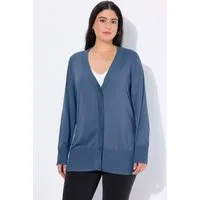 Ulla Popken Strickjacke Strickjacke V-Ausschnitt Knopfleiste Feinstrick