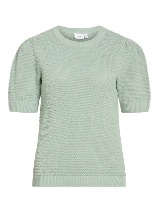 VILA - VIDALO O-NECK S/S KNIT TOP - NOOS Blue Surf - Gr. - XL