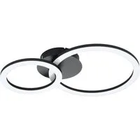 EGLO Deckenleuchte PARRAPOS-Z Deckenlampe schwarz, TuneableWhite, ZigBee 3.0, Disco-Modus, Bluetooth, CCT - über Fernbedienung, Dimmfunktion, Ein-/Ausschalter, Farbsteuerung, Farbwechsel, Memoryfunktion, Nachtlichtfunktion, Smart Home, Weckerfunktion