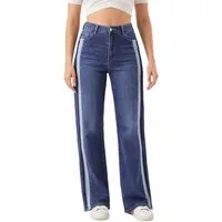 Ital-Design Dad-Jeans Damen Freizeit (91279878) Used-Look Stretch High Waist Jeans in Blau