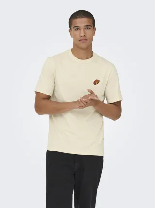 ONLY&SONS - ONSMASS REG EMB. SS TEE VD Bone White - Gr. - M