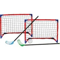 Woodyland Lernspielzeug 91569 Floorball - Hockeyspiel mit 2 Schlägern und 2 Toren, Floorball, Straßenhockey mit 2 Toren