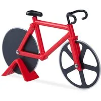 relaxdays Pizzaschneider Fahrrad Pizzaschneider, rot