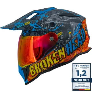 Broken Head Tigris VX2 Endurohelm + Rot Verspiegeltes Visier