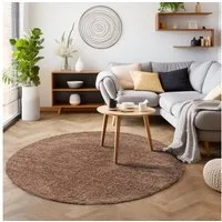 SIMPEX24 Teppich Unicolor - Einfarbig, Rund, Höhe: 30 mm, Einfarbig Shaggy Teppich Wohnzimmer Langflor Versch. Farben und Größen