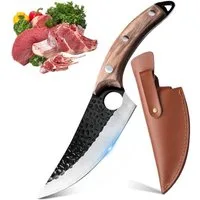 Fine Life Pro Spickmesser 6-Zoll-Fleischbeil mit Lederscheide, Ausbeinmesser für Gemüse und Fleisch