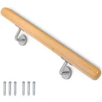V2Aox Handlauf Buche Holz Handlauf Treppengeländer Wandhandlauf Treppe 50 - 500 cm, 50 cm Gesamtlänge