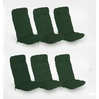 Beautissu Hochlehnerauflage 6er Set Hochlehner Auflagen Flair HL, 120x50x8cm, Dunkelgrün, Sitzpolster Set für Gartenstühle Outdoor – Stuhlkissen für Hochlehner
