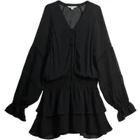 Bhoem Minikleid BHOEM Minikleid mit Rüschen und Schnürung, schwarz (1-tlg)