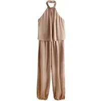 Next Jumpsuit Jumpsuit aus Satin mit Neckholder und Ballon-Bein (1-tlg)