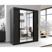 A&J MöbelLand GmbH Schiebetürenschrank BRANI mit Soiegel (TOP ANGEBOT! Geräumiger Schrank mit viel Stauraum:6 Regalen und 1 Kleiderstange – -ideal zur Aufbewahrung von Kleidung und Accessoires. TOP PRODUKT! Farbe und Größe (120 cm, 160 cm, 180 cm) zu